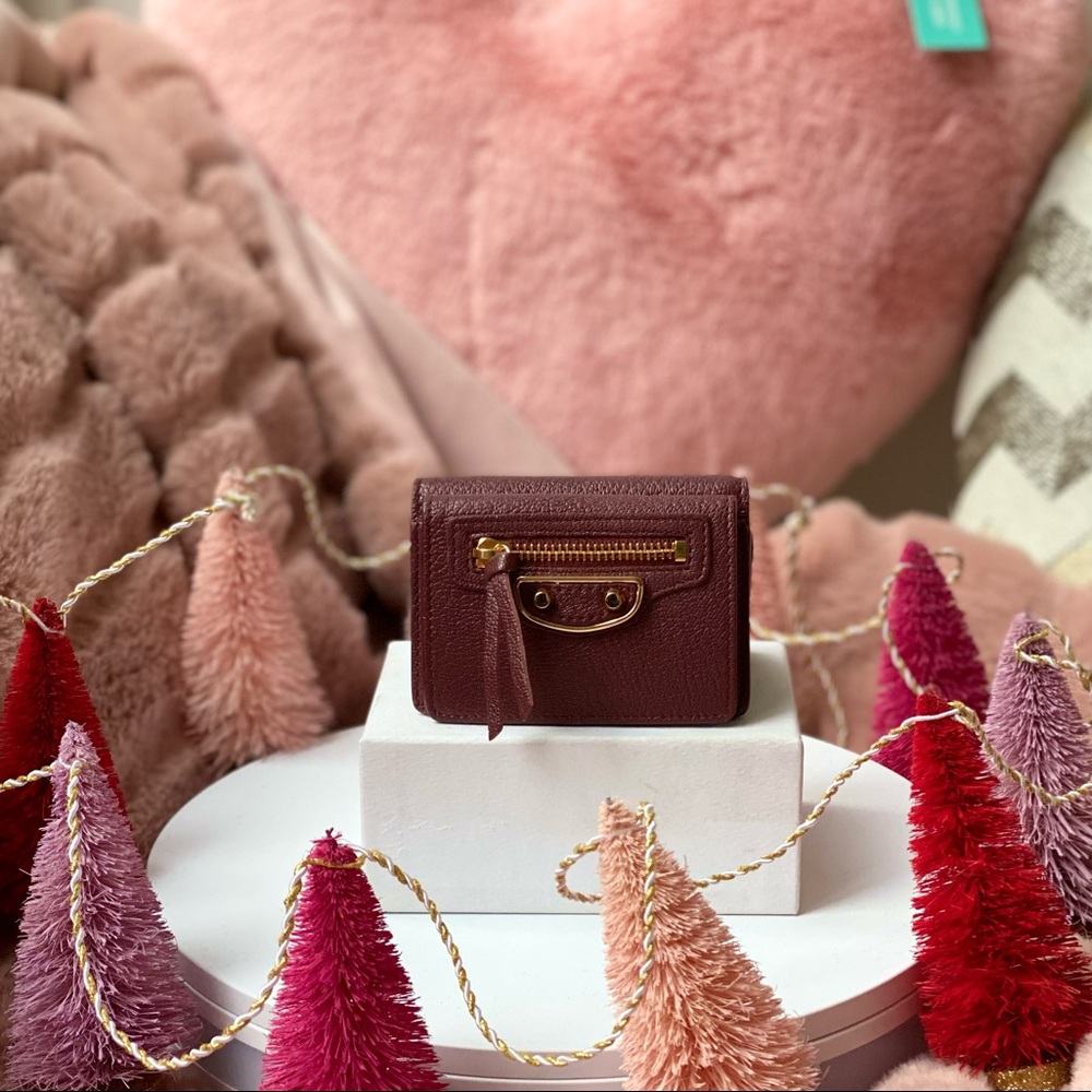 Balenciaga Mini Trifold Wallet in Burgundy